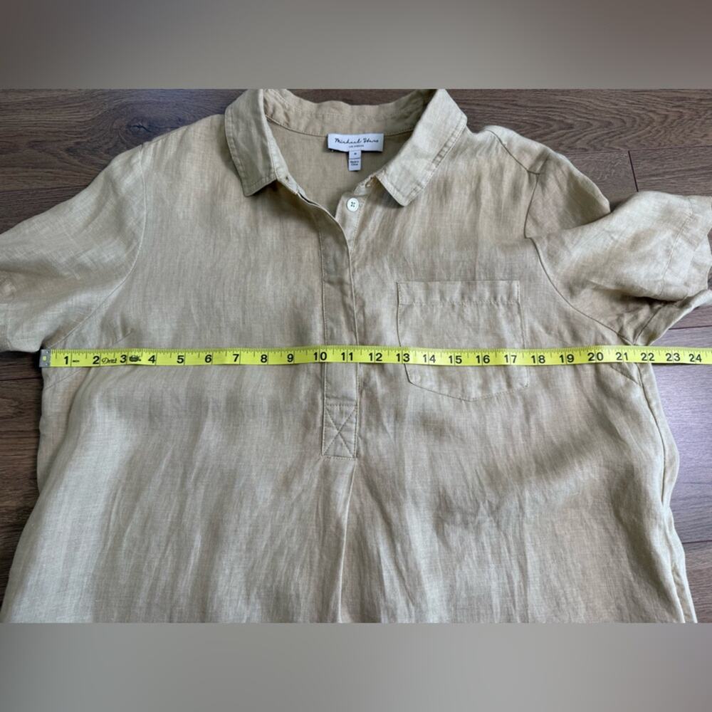 NWOT Michael Stars Ola Utility 100% Linen Mini Shirt Dress Tan Size Medium - Picture 8 of 11